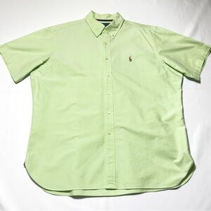 Ralph Lauren Mens Light Green Casual Short Sleeve Oxford Shirt Size XL Excellent